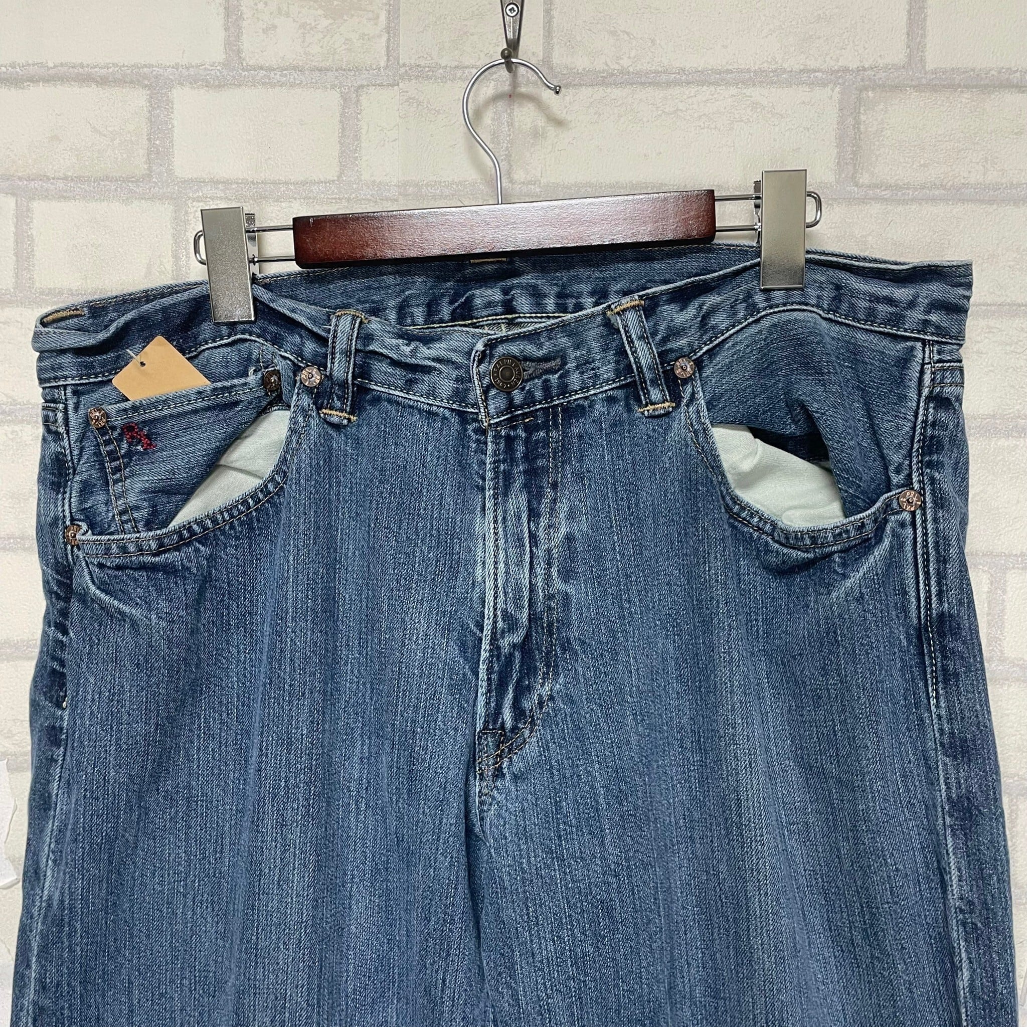 W34×L32】POLO RALPH LAUREN デニムパンツ 革パッチ | 古着屋OLDGREEN