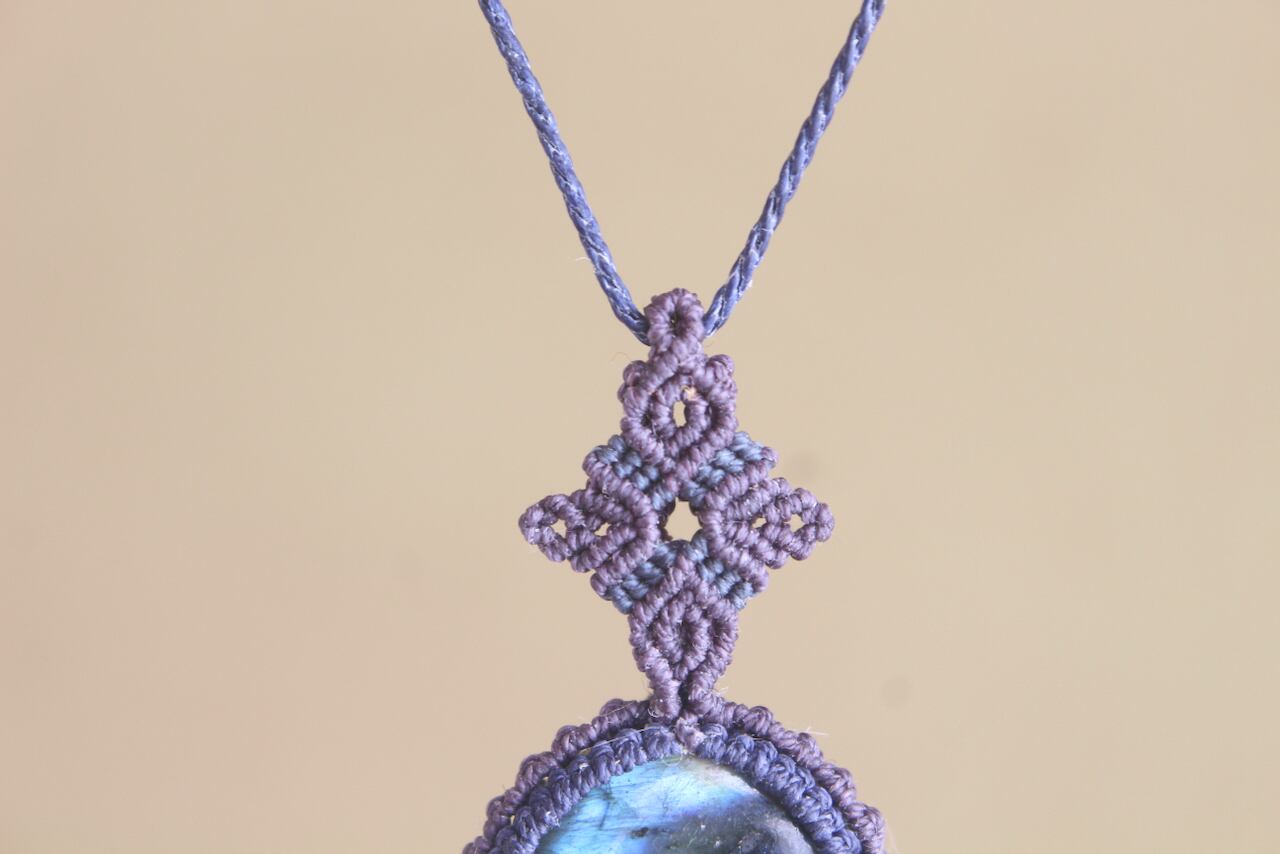 Multi color Labradorite micro macrame pendant