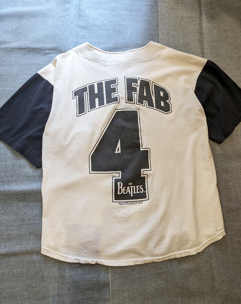 90s trevco sports wear " the fab 4 the beatles" baseball shirt 小岩店