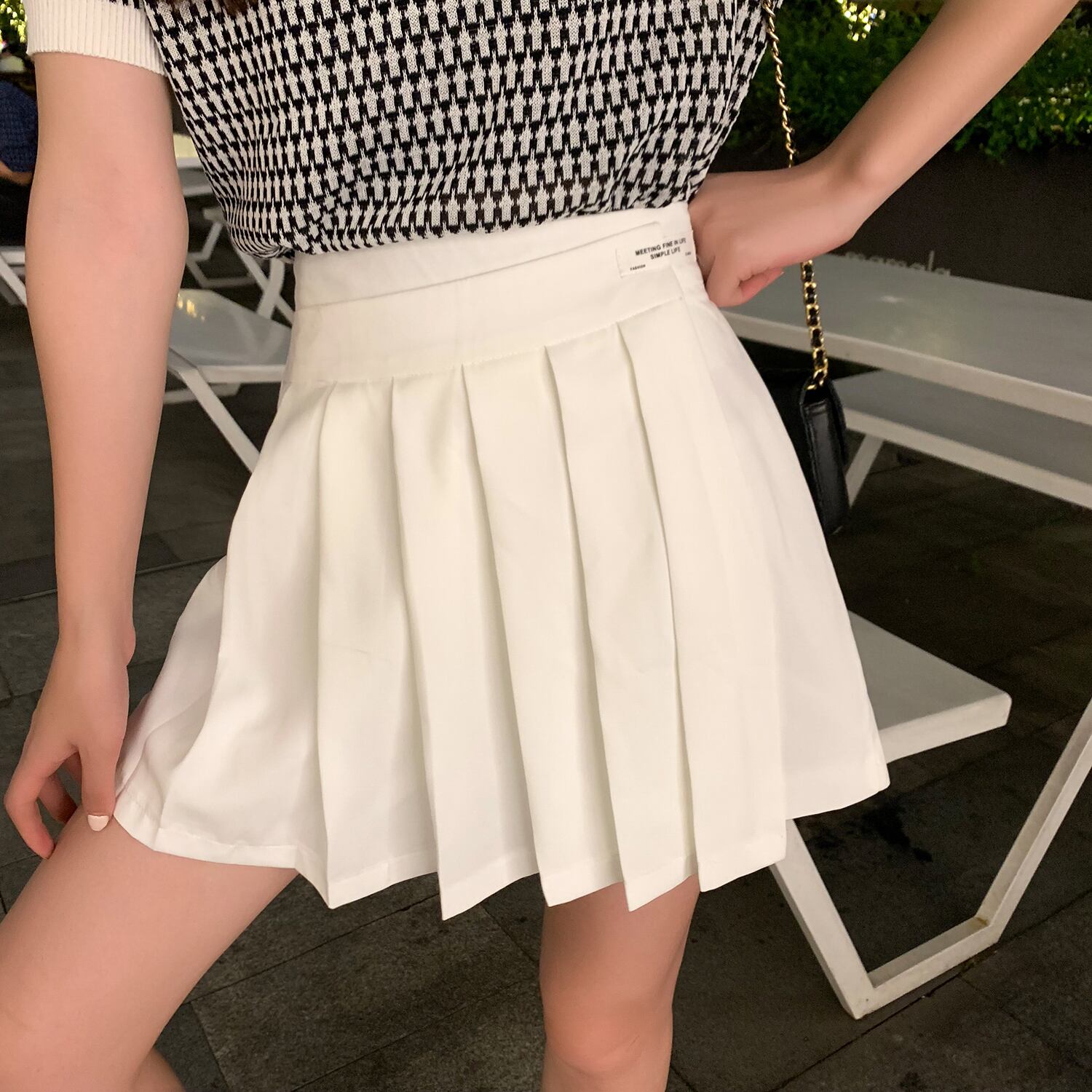 サマースタイルハイウェストプリーツスカート ホワイトAライン 夏物 6Du_Shop_Women68987402546