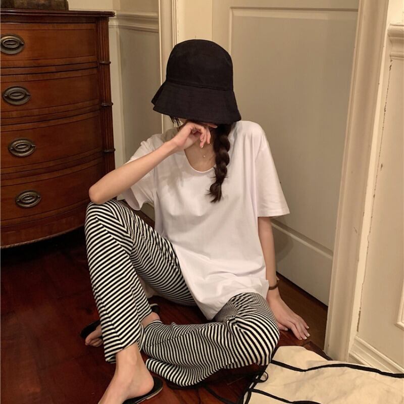 パンツ ハイウェスト薄手 レッド ブラックストロベリース15477507456