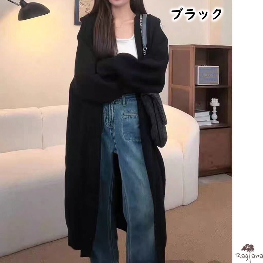 フード付 ロング カーディガン 4col M 11370 | Raglana フード付 ロング カーディガン 4col M 11370 | Raglana