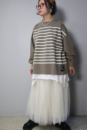 NEW！裏毛ビンテージプリントボーダーワイドクルー【12510-379-10】2026SS