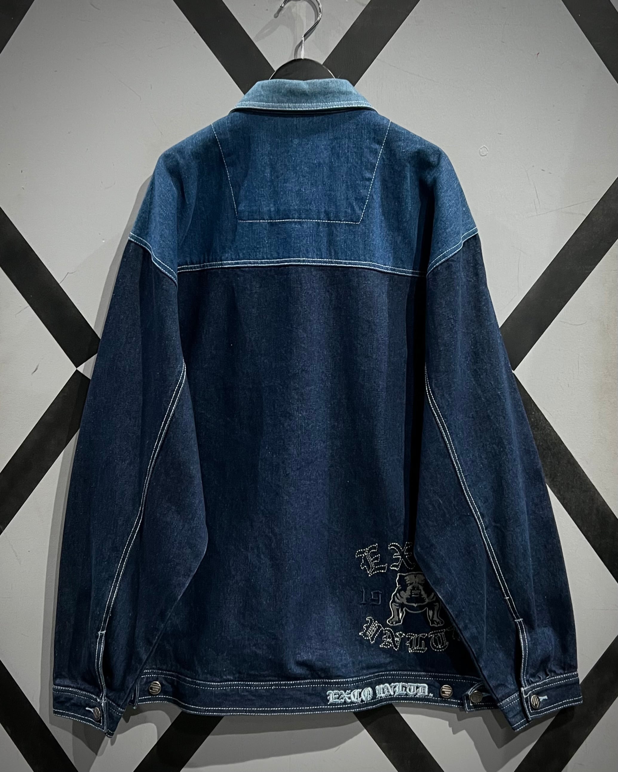 X VINTAGE】“EXCO JEANS” Color Switching Vintage Loose Denim Jacket