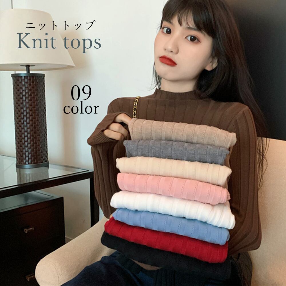 プチハイネック 柔らかいトップス 女性