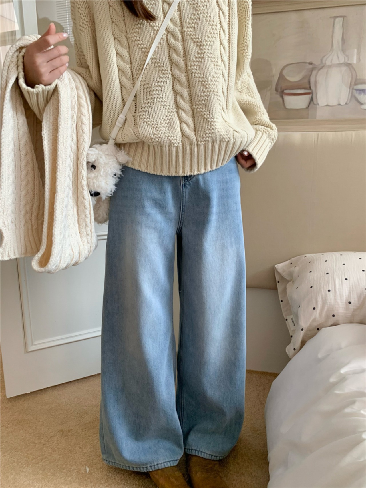 裏起毛フレアワイドジーンズ LK1782