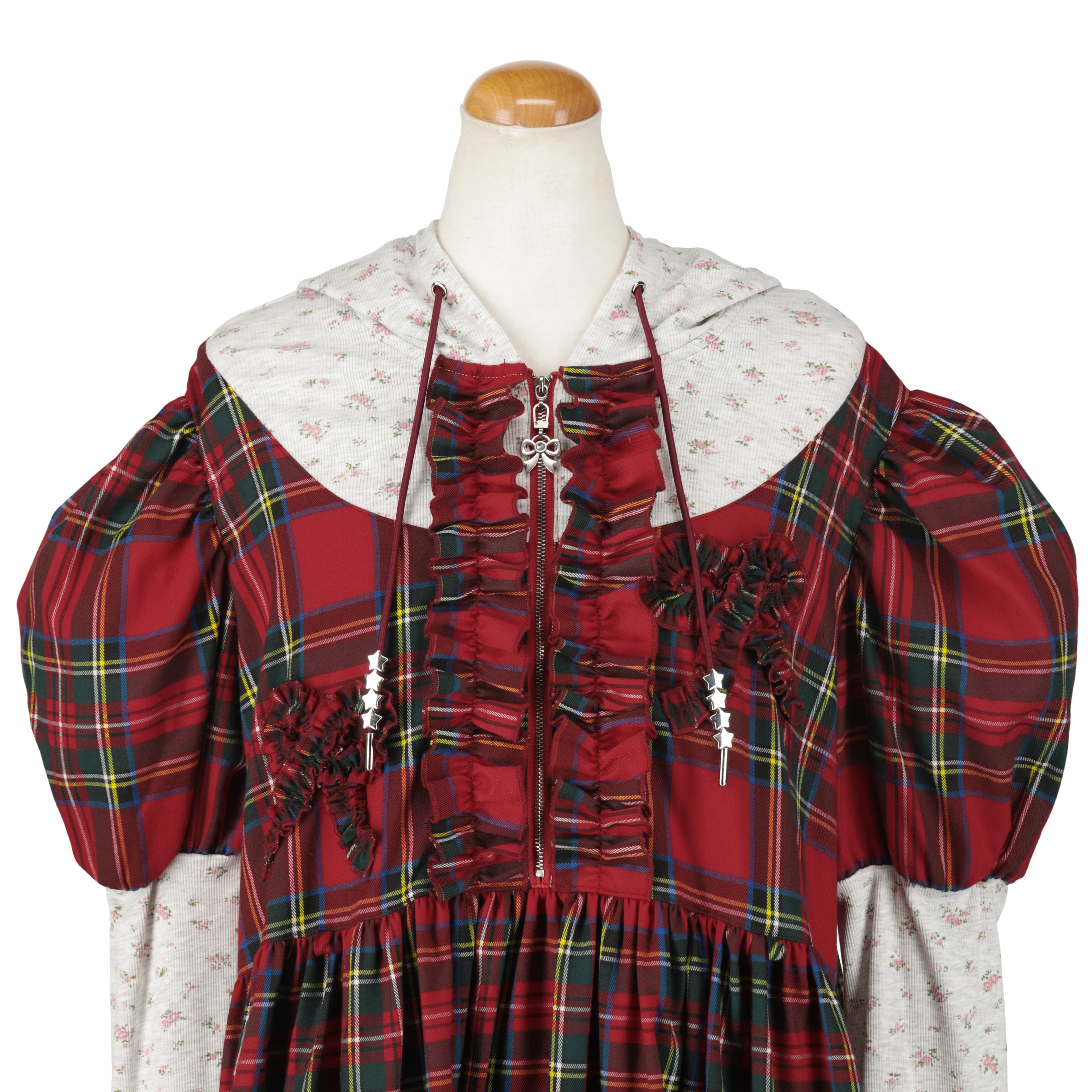 レイヤードフーディーワンピース　RED