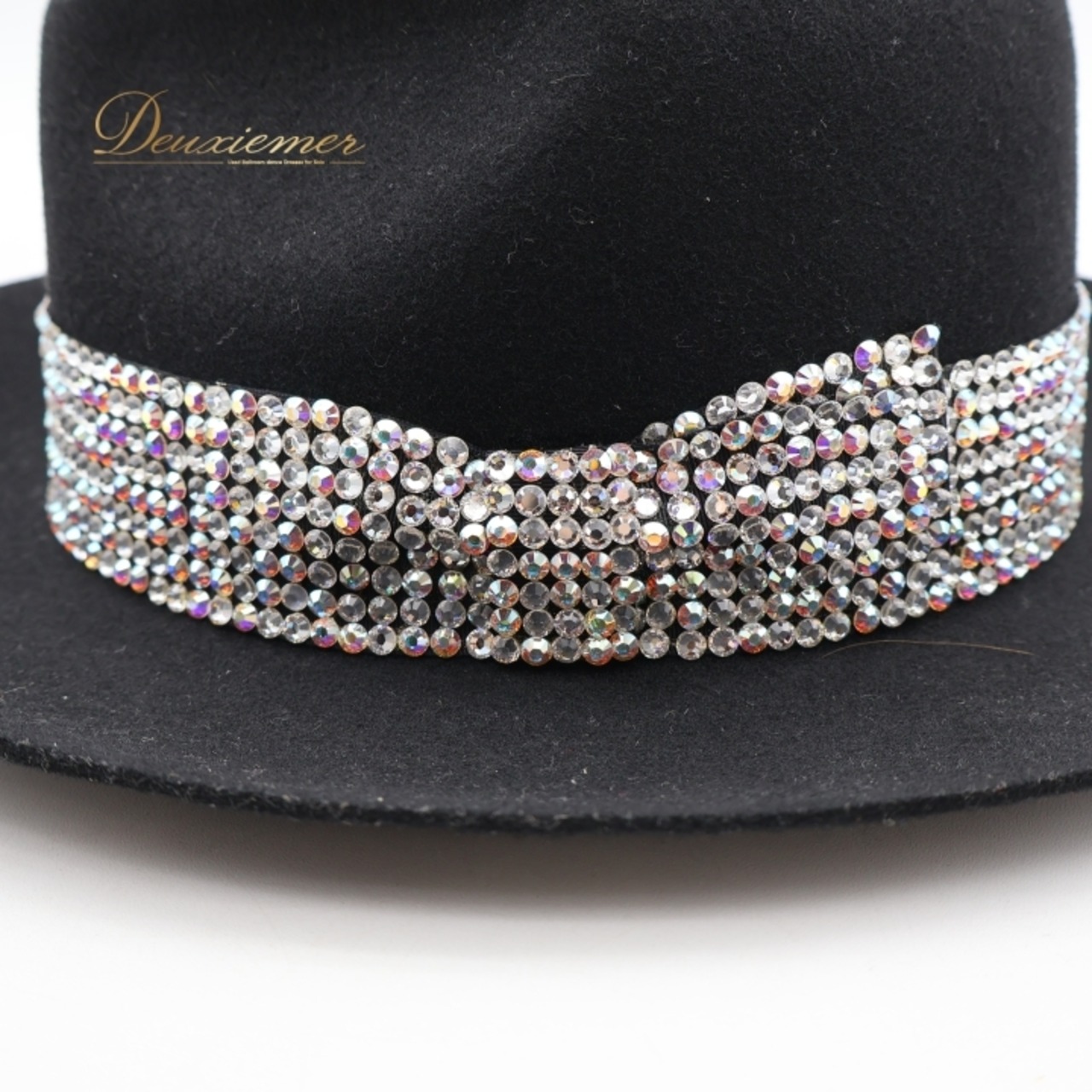 ダンス 衣装 帽子 ハット ブラック系 タカダンス TAKA DANCE 黒 ラインストーン ラテン ジャズ デモ パーティー メンズ ぼうし リボン 小物 ダンス小物 イベント ステージ 競技 キラキラ 社交ダンス シルバー系