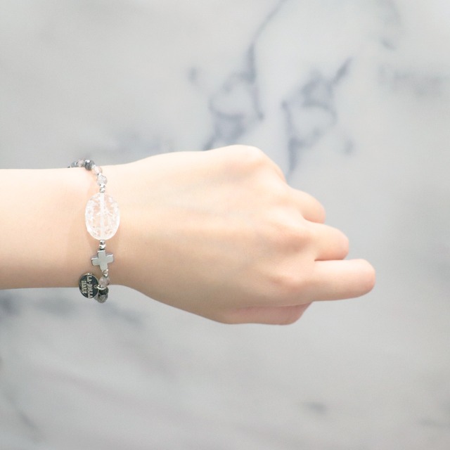 【Shining  Like Stardust】クラック水晶×トルマリンクォーツ ブレスレット