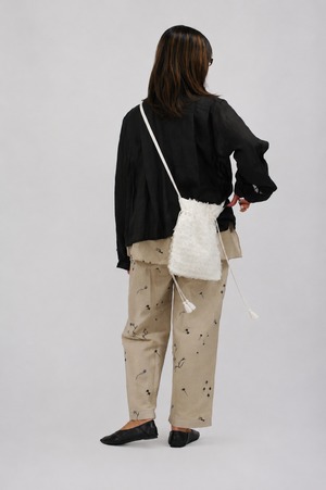 【BUNON】 Organdy & Embroidery Sholder Bag / Black・White (BN2572)