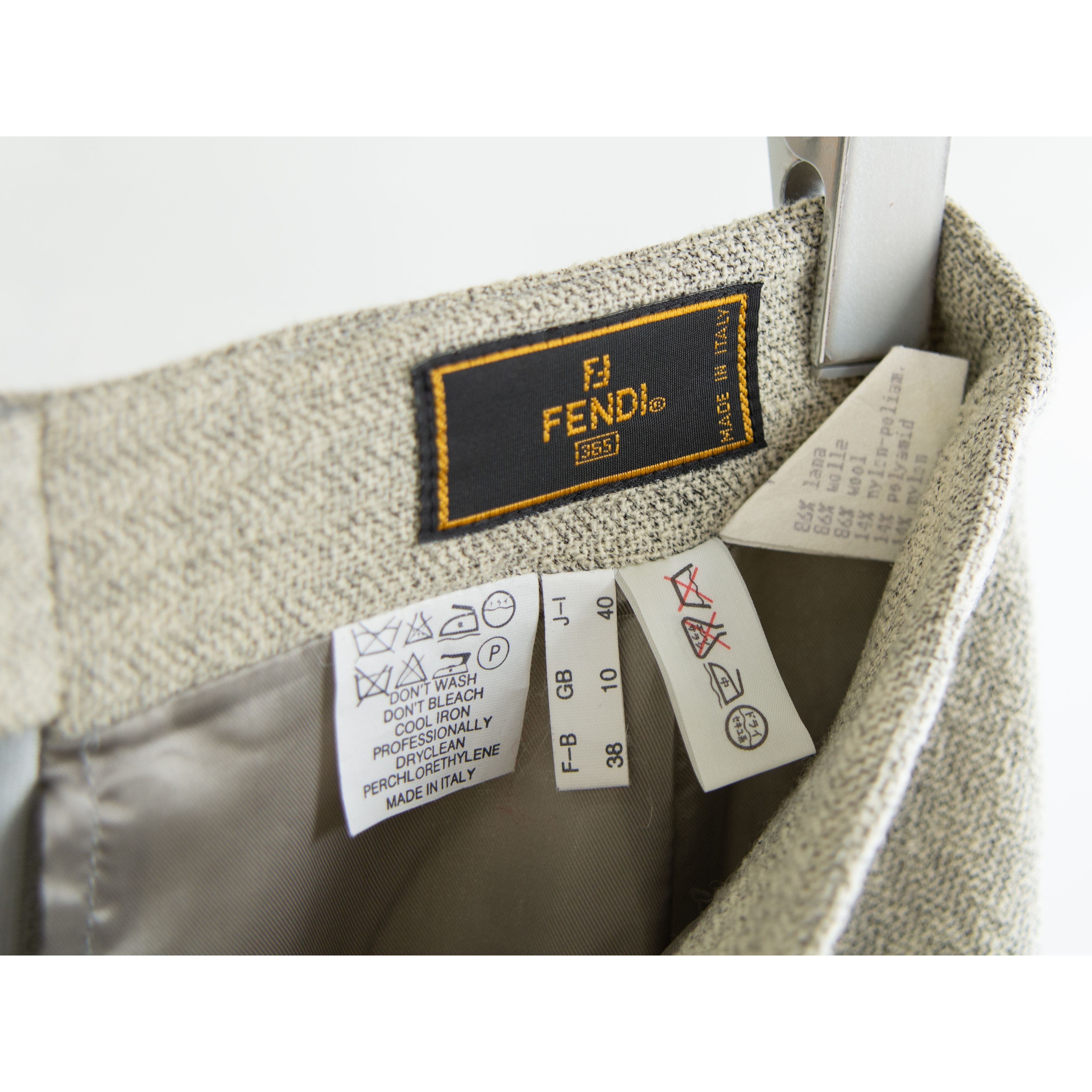 【FENDI】Made in Italy wool-nylon woven stripe skirt（フェンディ イタリア製 ウールナイロン ウーブンストライプ スカート）10d