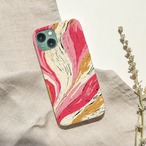 受注生産 iPhoneケース ピンクと金色の筆跡抽象柄｜抽象アート PABS099B