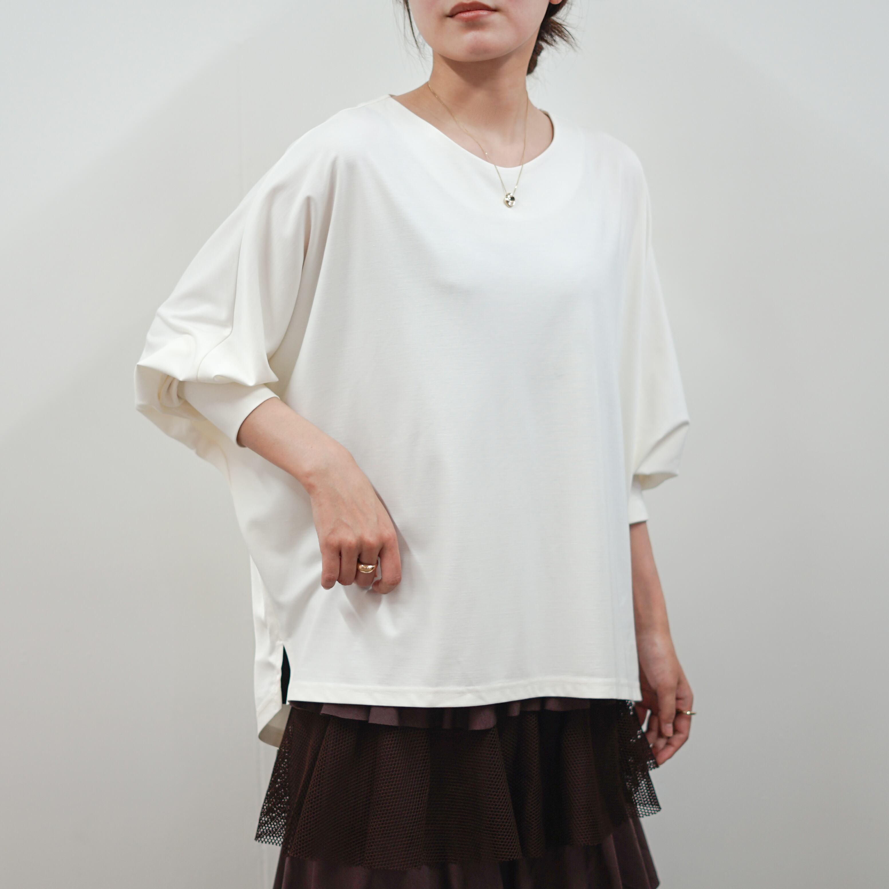 ♧洗えるシルク バックロングシャツグレーフリーサイズ
