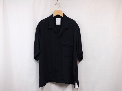 WHOWHAT”OPEN COLLAR SHIRT NAVY