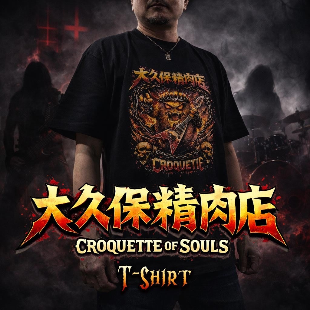 【大久保精肉店】メタコロ君Tシャツ【魂のコロッケ】