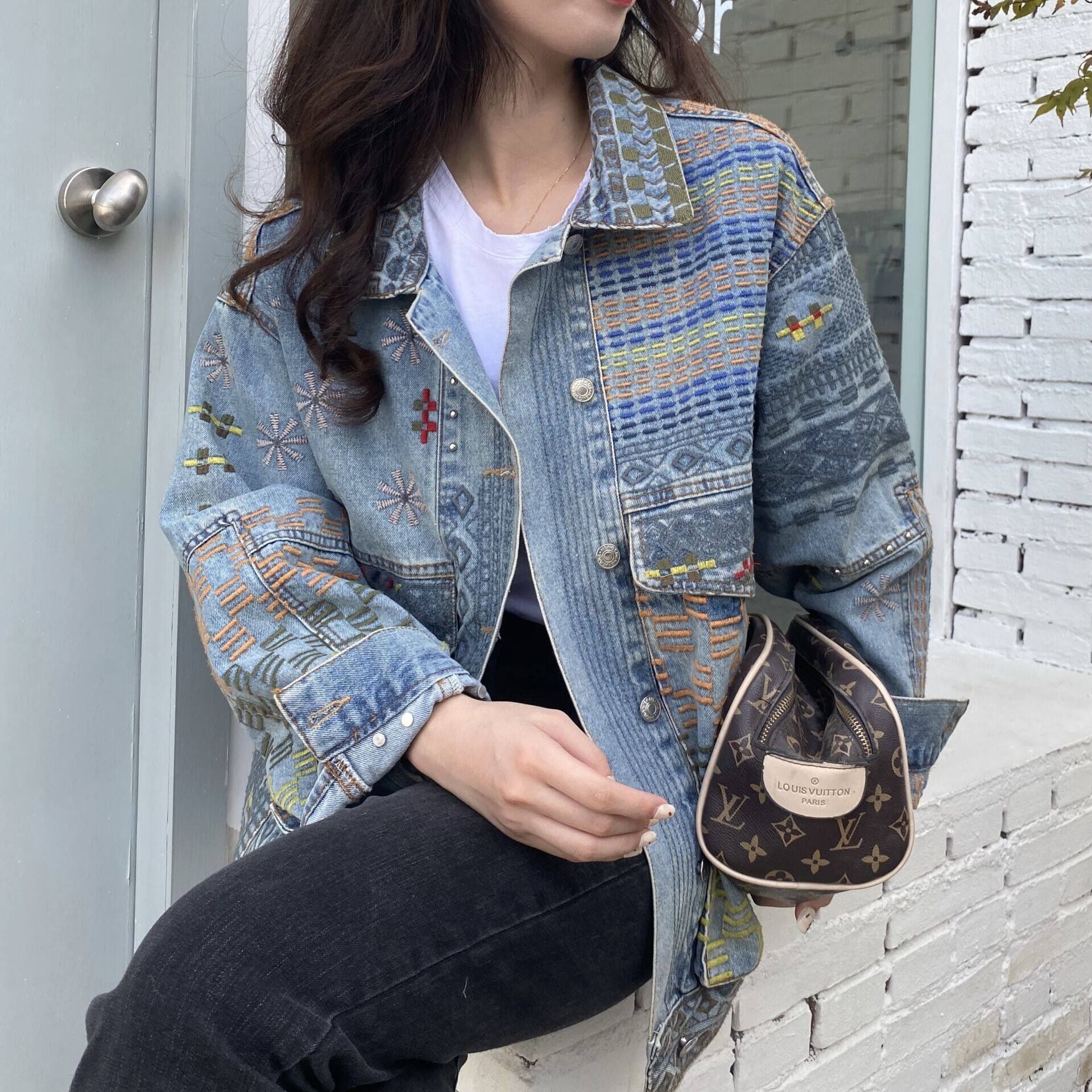 EMBROIDERED RELAXED LONG SLEEVE JACKET M-18693