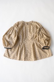 【suie】Polka dot gathered sleeve tunic/ポルカドットパフスリーブチュニック(ブラウン×ブラックドット)