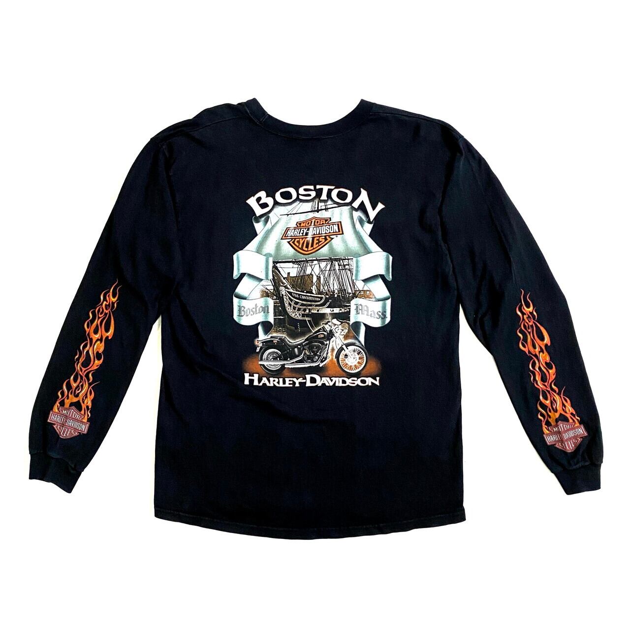 ハーレーダビッドソン HARLEY 両袖プリント フーディー ファイヤー Harley-Davidson ハーレーダビッドソン ファイヤー柄 両面プリント