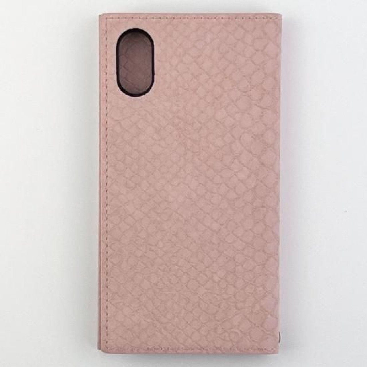 iPhone X XS ケース ピンク 手帳型PUレザー シボ加工 マグネット式 スタンド カード収納