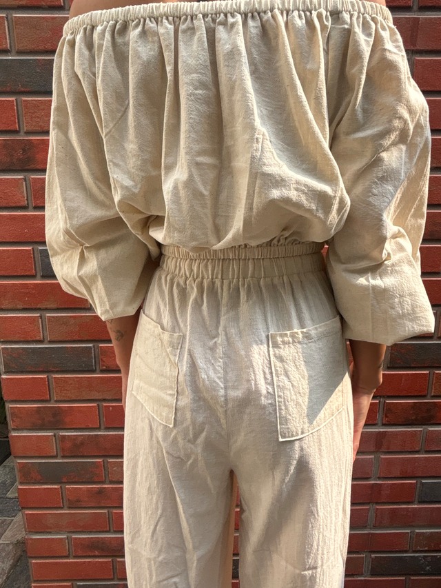 Organic Handloom Cotton Off-Shoulder Top — Light（一点もの)