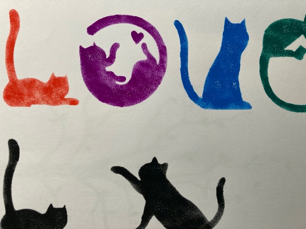 カインドストア ステンシルシート ステンシルアート stencil art 猫 黒
