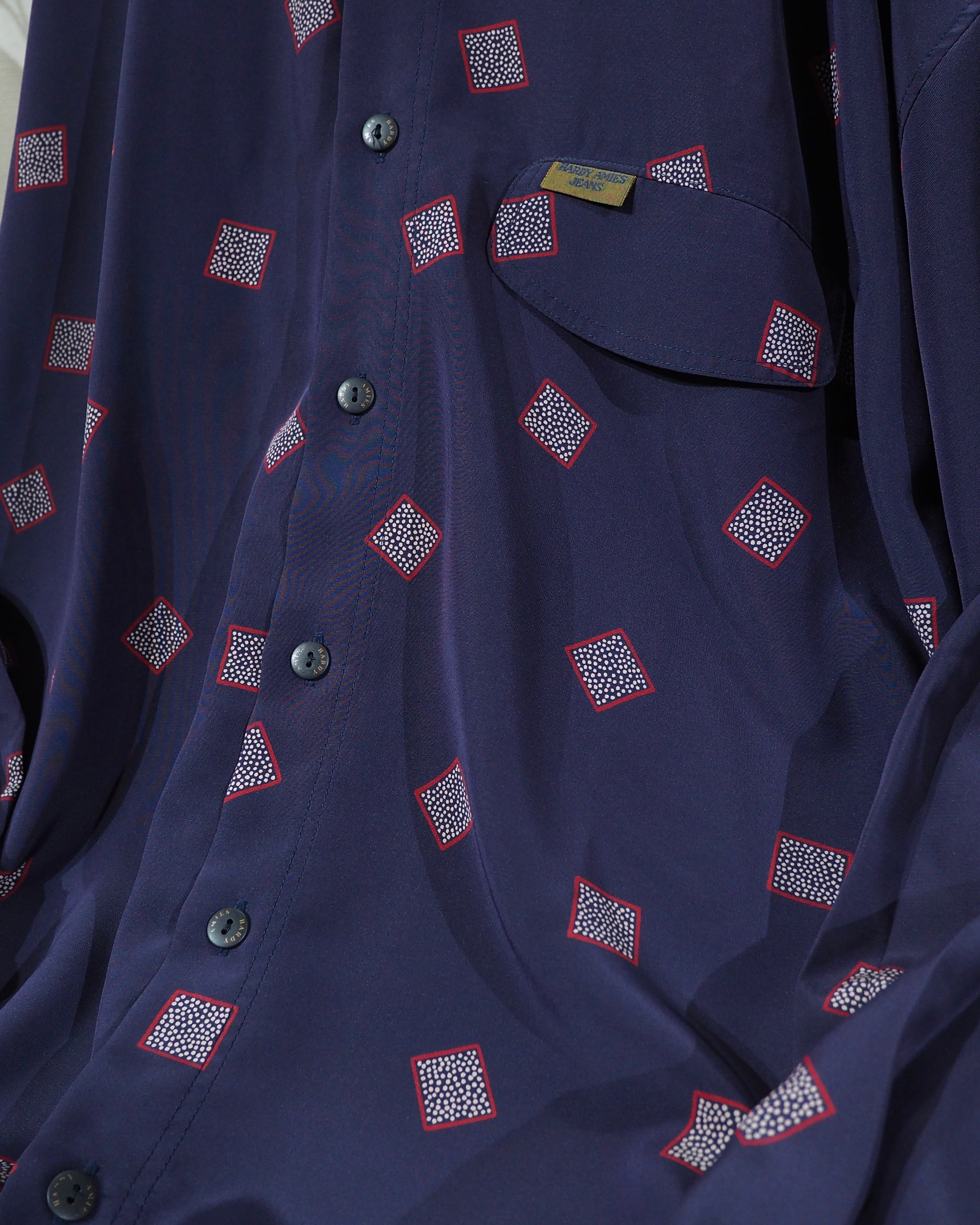 1990s Beautiful Bewitching Purple All Over Pattern vintage Drape Loose Shirt
