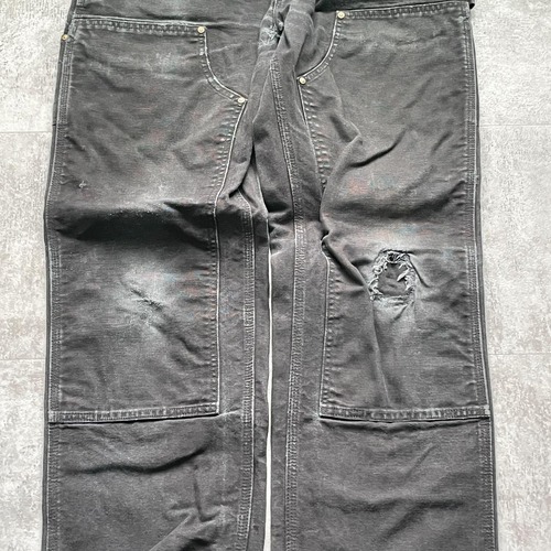 USA製 ブラック ダブルニー Carhartt B01-BLK 34×34 詳細写真4