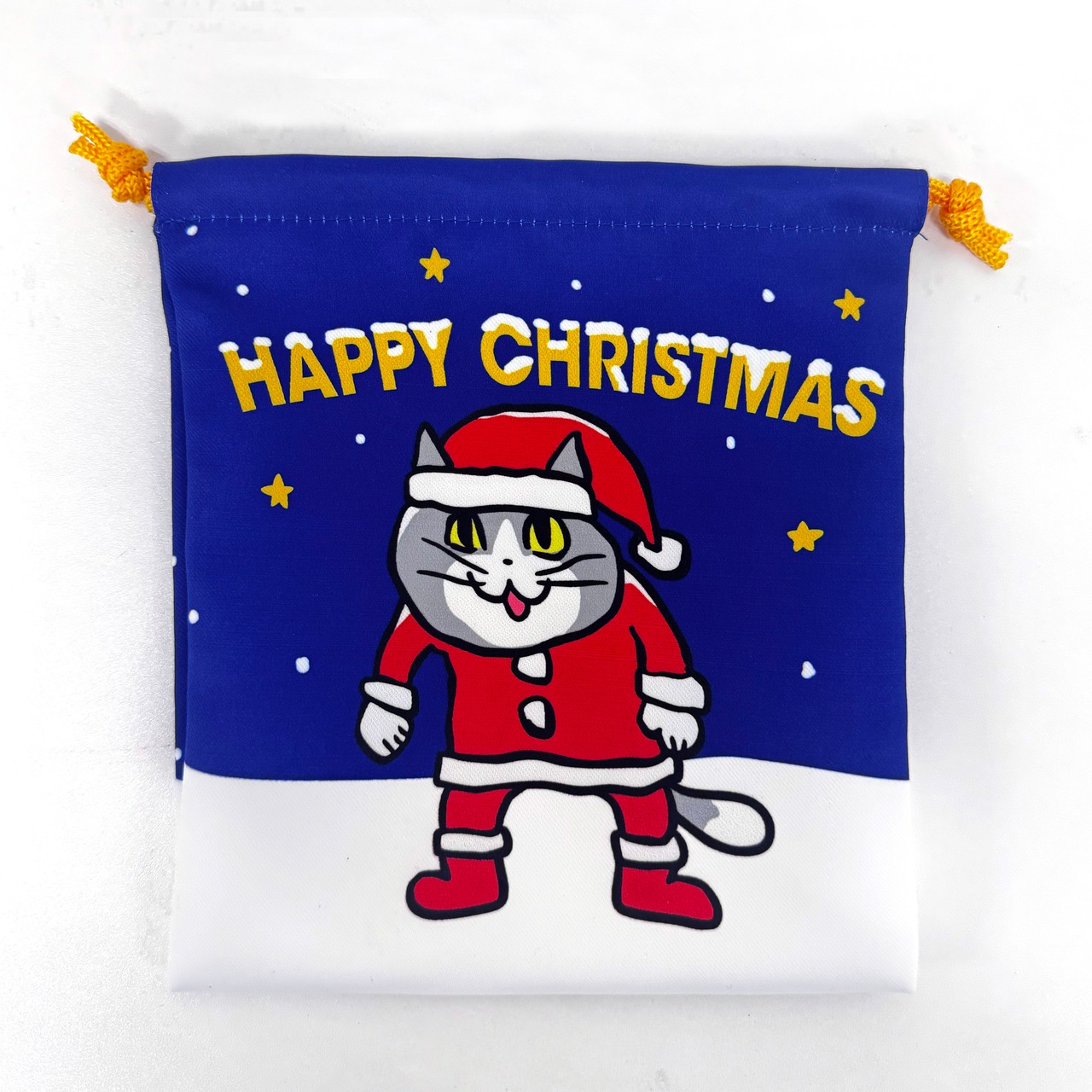 クリスマスな巾着　仕事猫