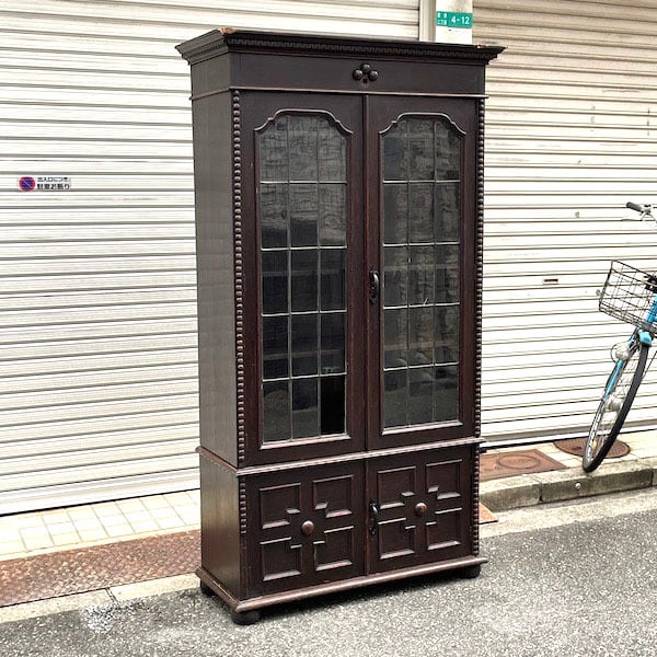 アンティークブックシェルフ食器棚カップボード