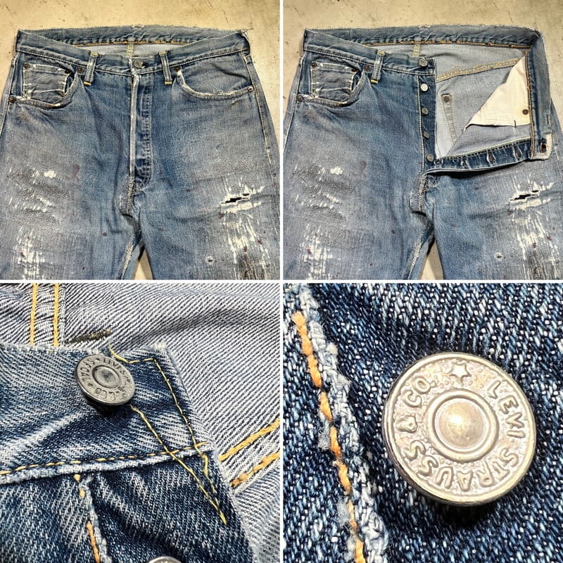 50's LEVI'S 501XX リーバイス デニム 紙パッチ ギャラ有り ドット刻印 隠しリベット オフセット 足長R セルヴィッジ リペア  ジャンク W34 希少 ヴィンテージ BA-2094 RM2513H | agito vintage powered by BASE