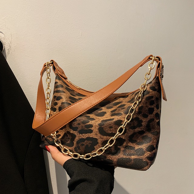 オータムスタンダードワンショルダーレオパードプリント柄 レトロ 秋物 手作りハンドバック52074146658