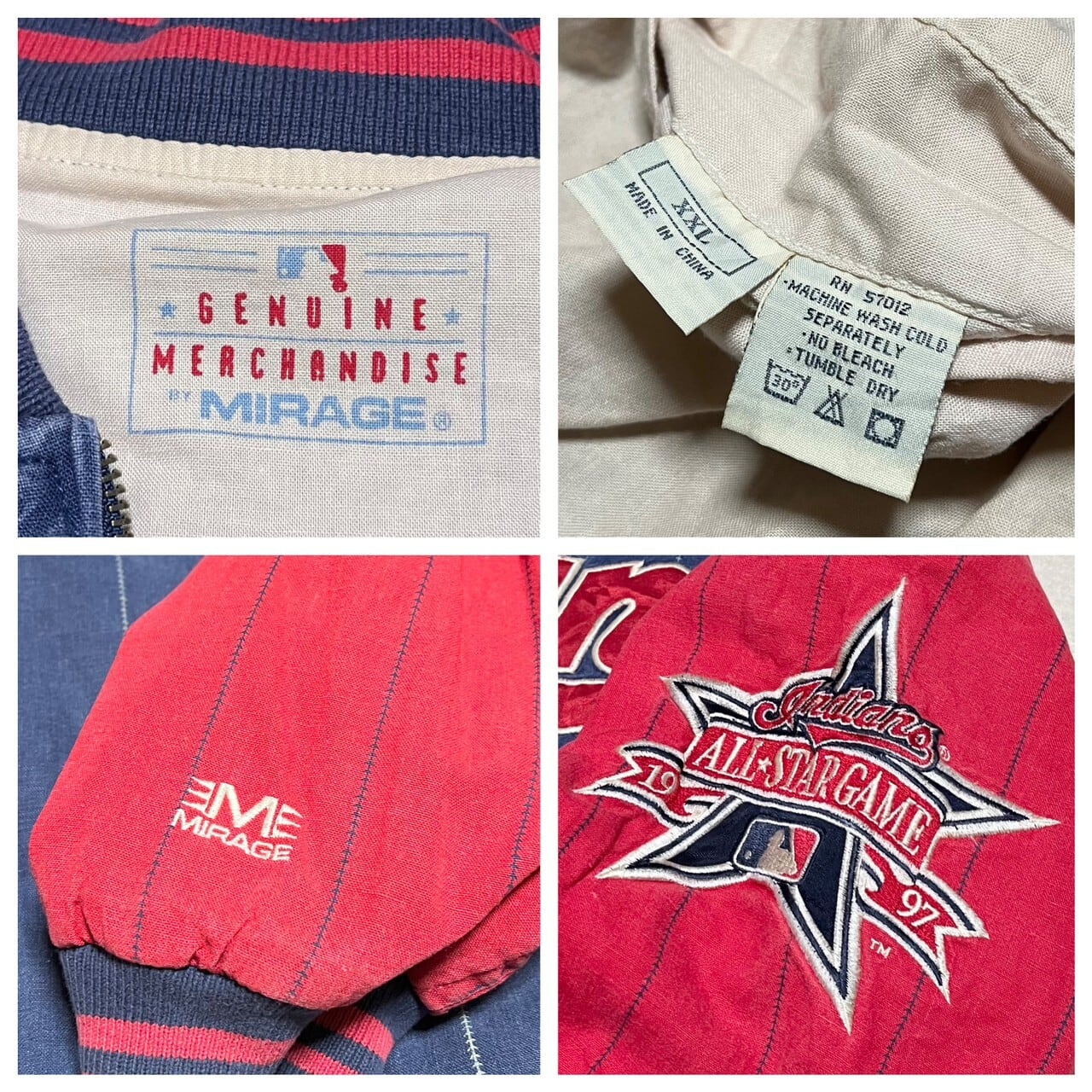 size XXL】90s MLB MIRAGE indians インディアンス スタジャン