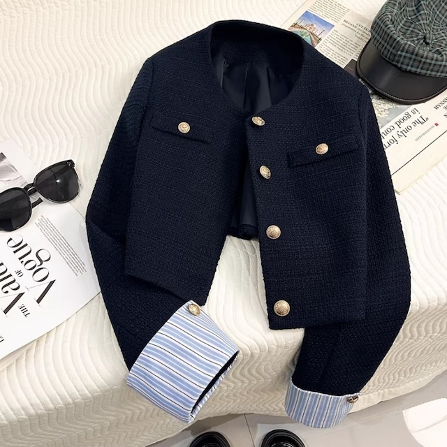 Classic navy tweed jacket　B4149
