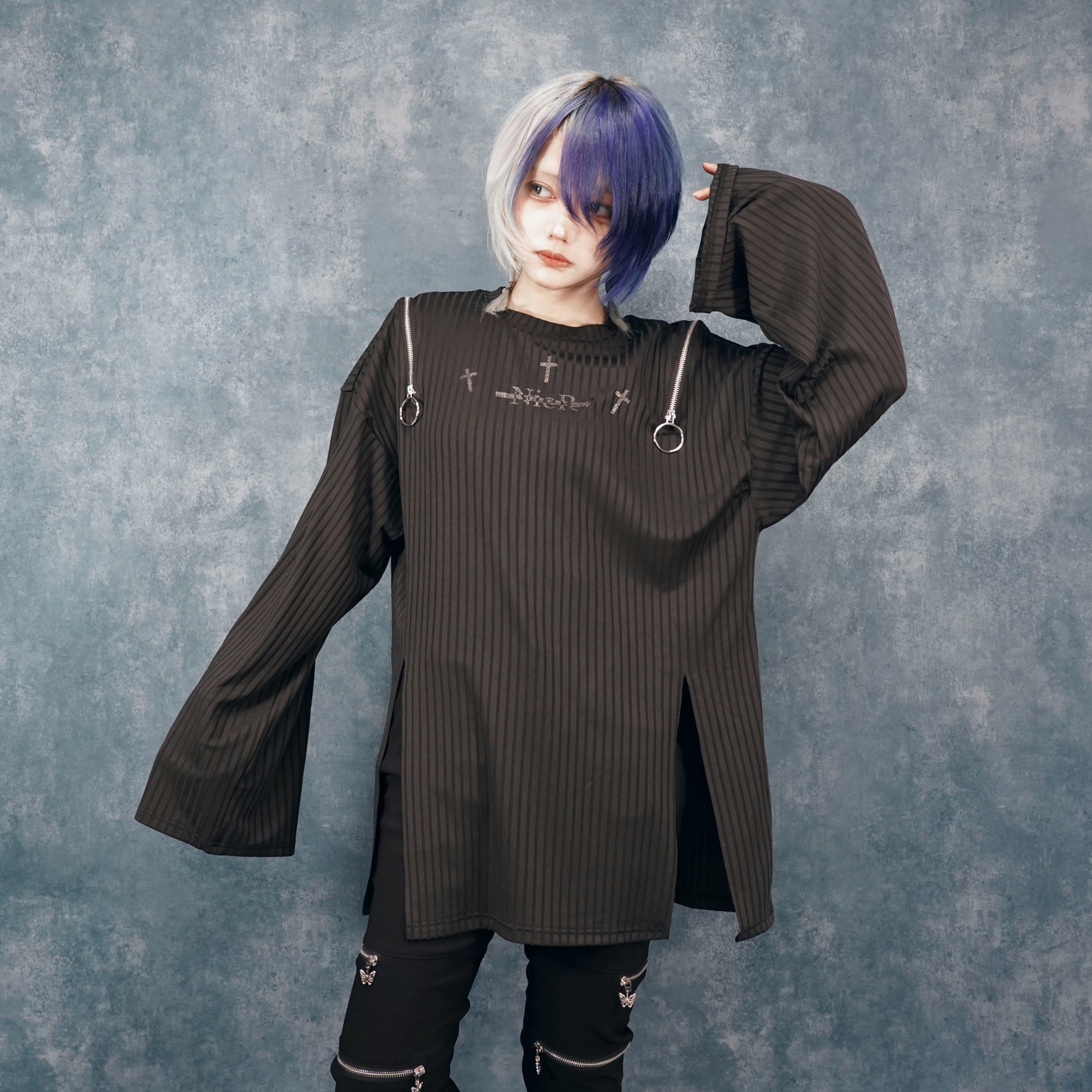5時間タイムセール】2WAY VOLUME SLEEVE STRIPE LONG TOPS | NIER CLOTHING