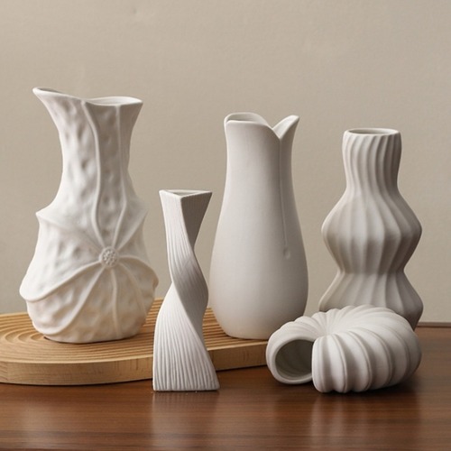 セラミック花瓶 ジャスパー 大型 シェル 貝殻 扇形 陶器 フラワーベース インテリア雑貨 マリン デザイン おしゃれ 北欧風 海 装飾品 ホワイト ビッグサイズ