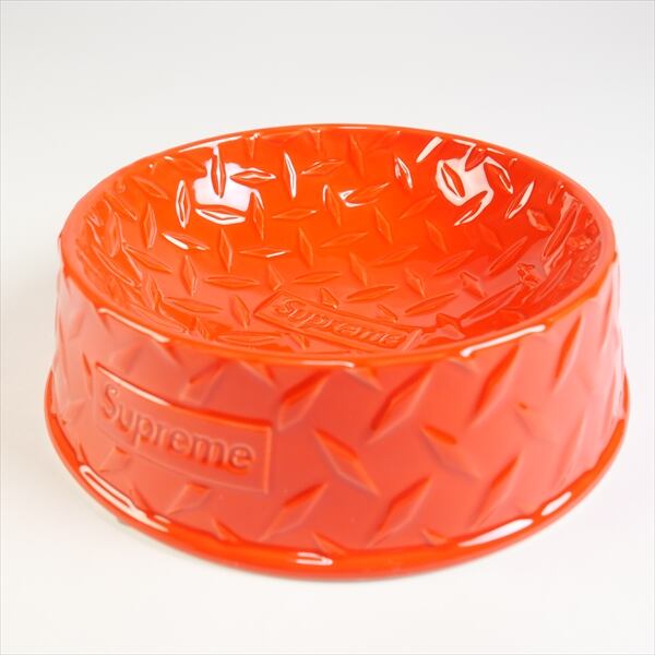 Supreme Diamond Plate Dog Bowl RED