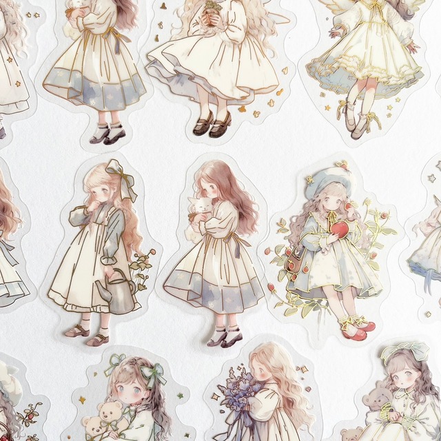 女の子のフレークシール　【ブルー】