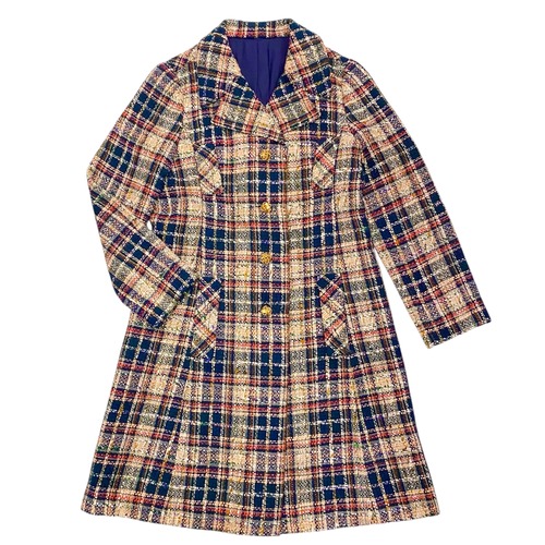 カラフルチェック柄コート