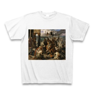 十字軍のコンスタンティノープルへの入場（ドラクロワ）：厳選名画Tシャツコレクション（ホワイト）