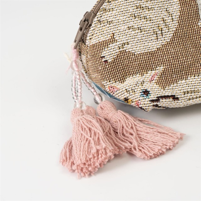 【Craft India】ジャガードミニポーチ cat