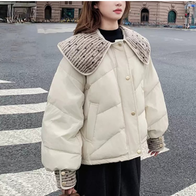 Peterpan collar sequin down jacket 00272