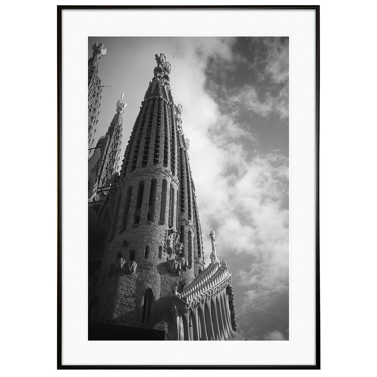 スペイン写真 バルセロナサグラダ・ファミリア インテリアモノクロアートポスター額装 AS3921