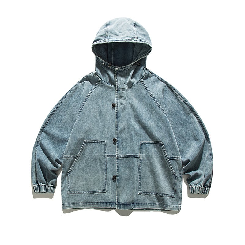 ウォッシュドデニムオーバサイズフーディジャケット / Washed Denim