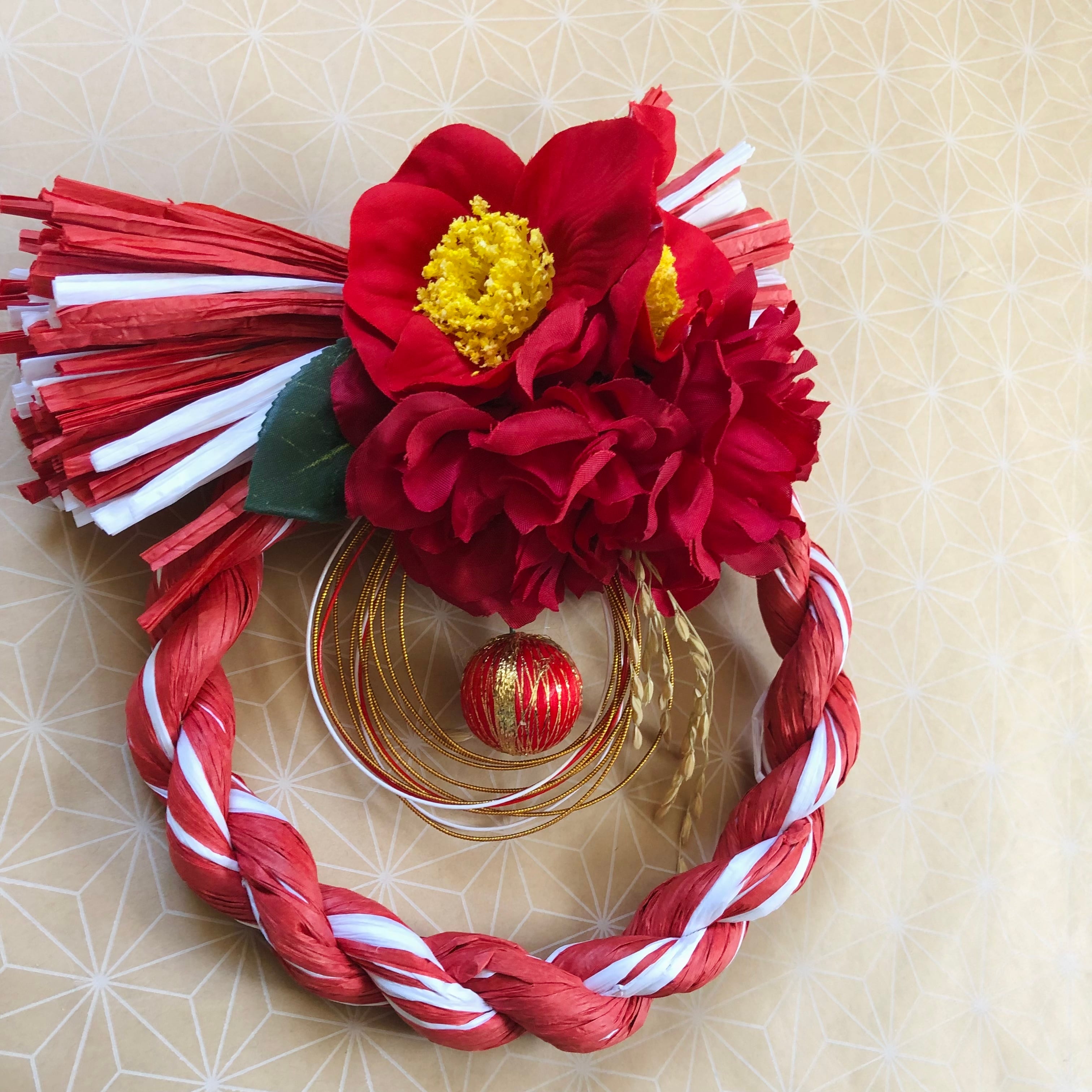 しめ縄② お正月飾り ハンドメイド 稲穂 アーティフィシャル しめ縄リース