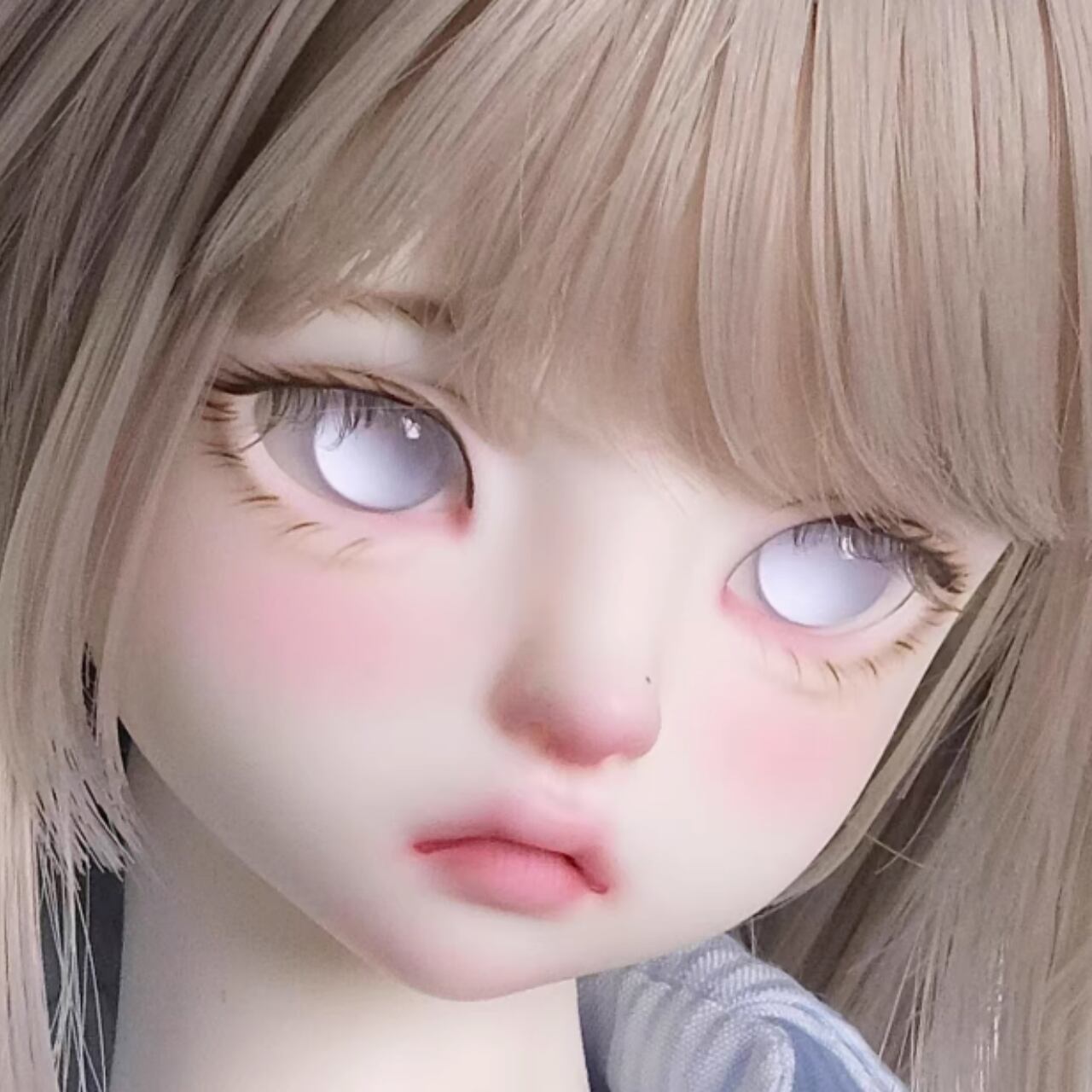 BJD グラスアイ】人魚 無瞳孔 灰青色 ドールアイ アンクル瞳