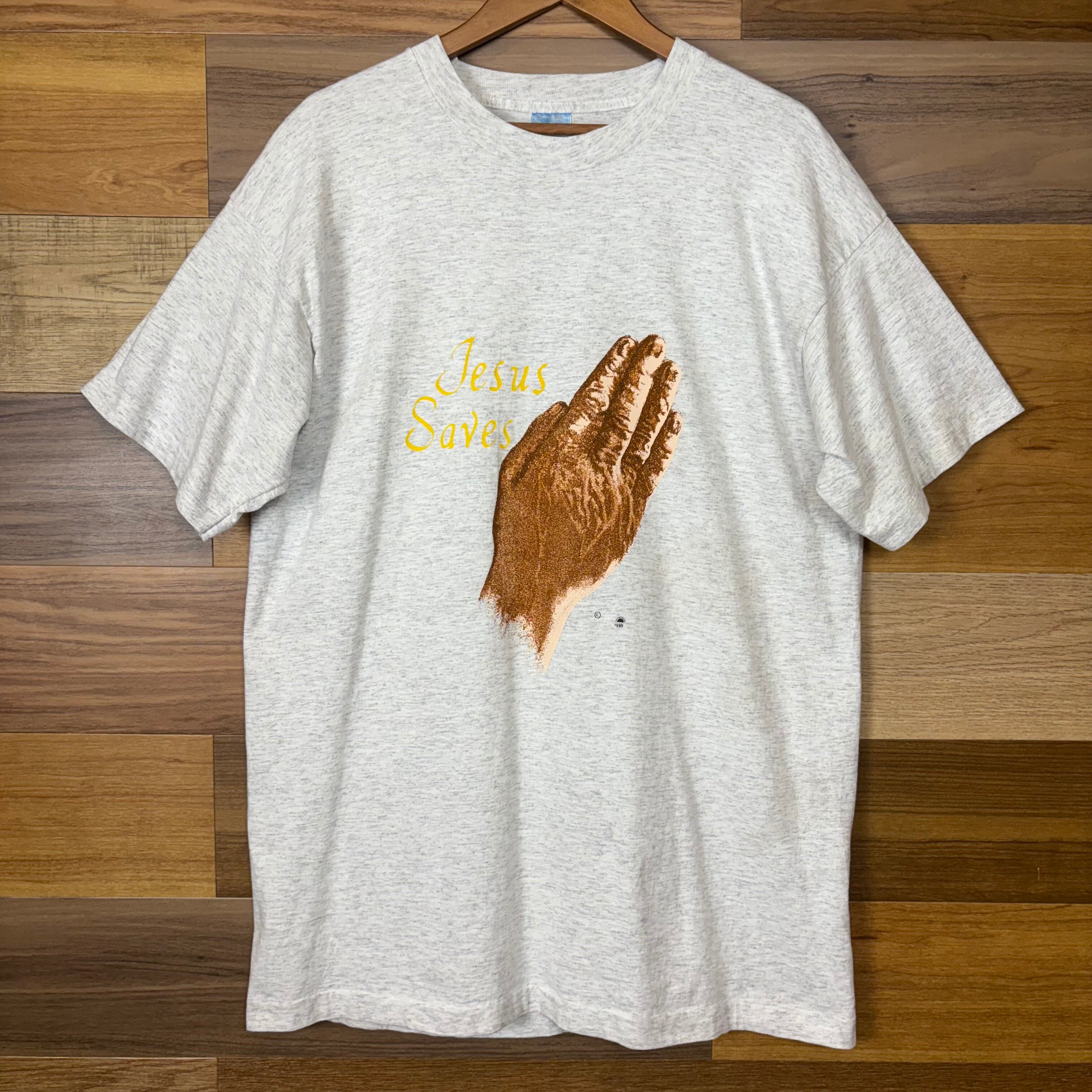 USA製 90s JESUS SAVES ハンド プリント T-sh Tシャツ サイズ メンズ