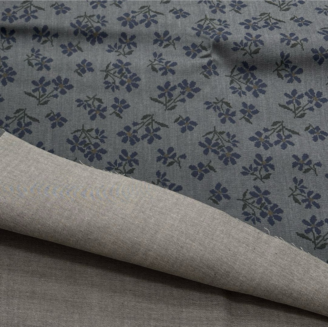 TC387◆1.5m◆L◆製作事例あり◆綿100%6オンスデニム生地◆マレファブ◆花柄