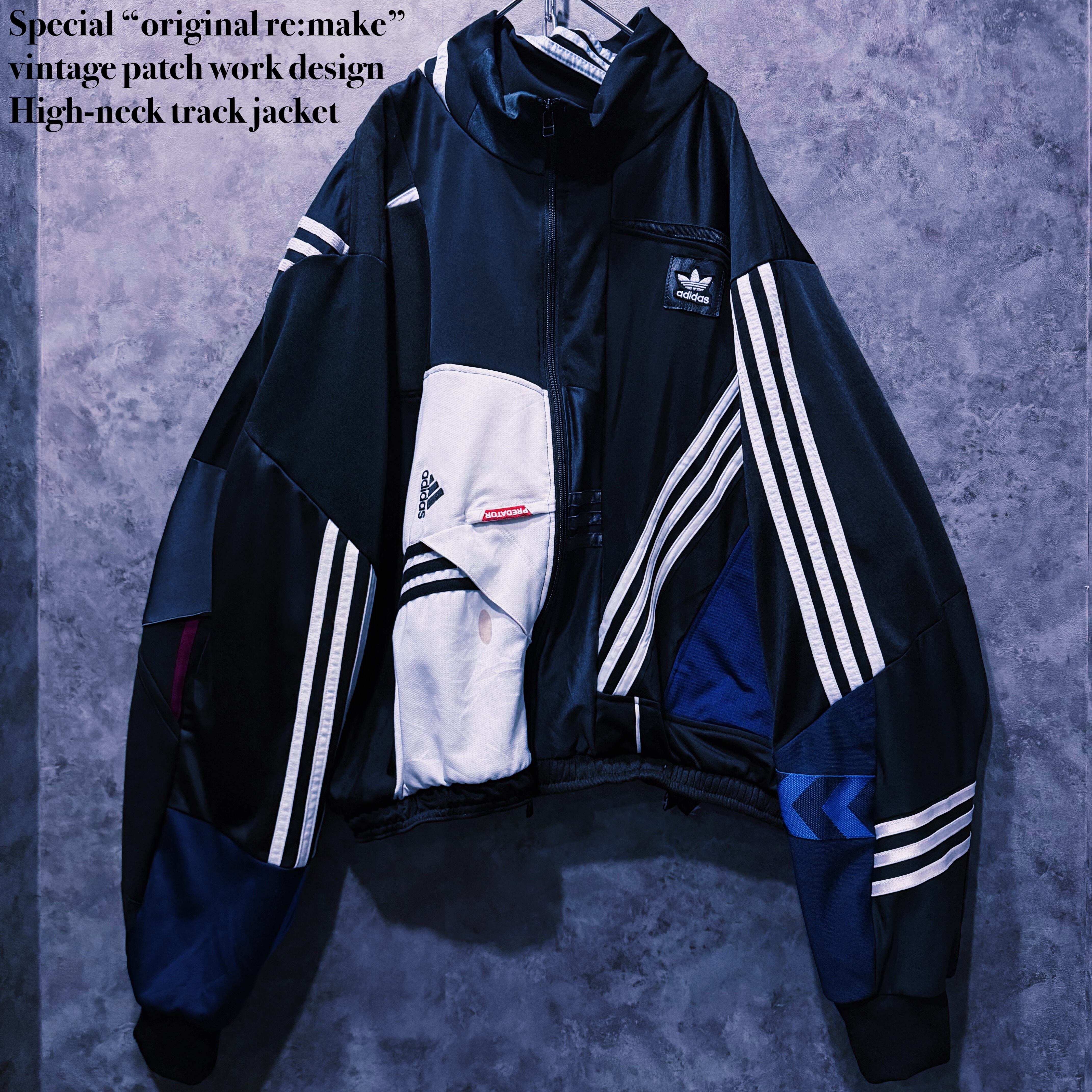 【doppio】Special “original re:make” vintage patch work design High-neck track jacket