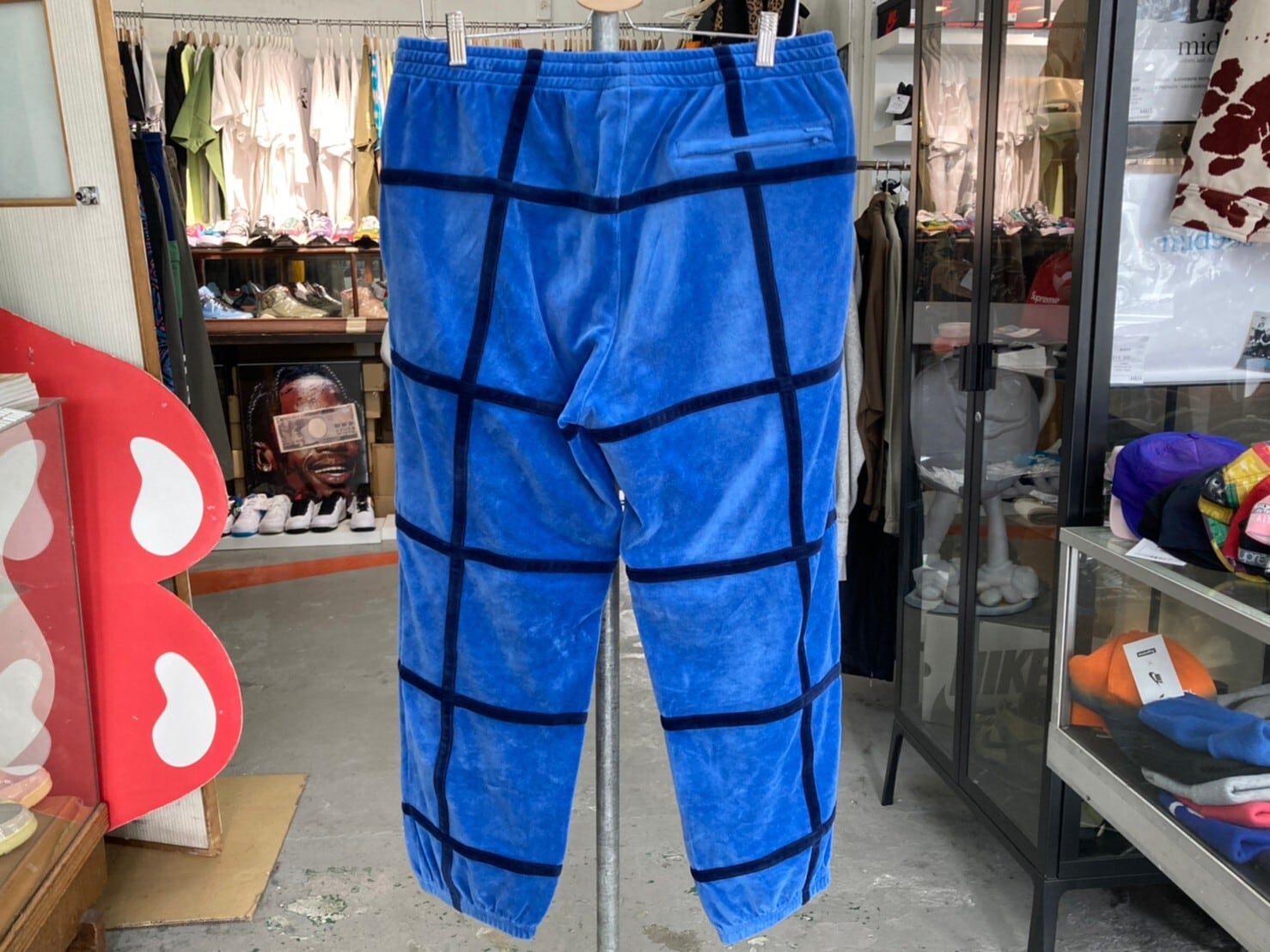 supreme grid taping velour pant