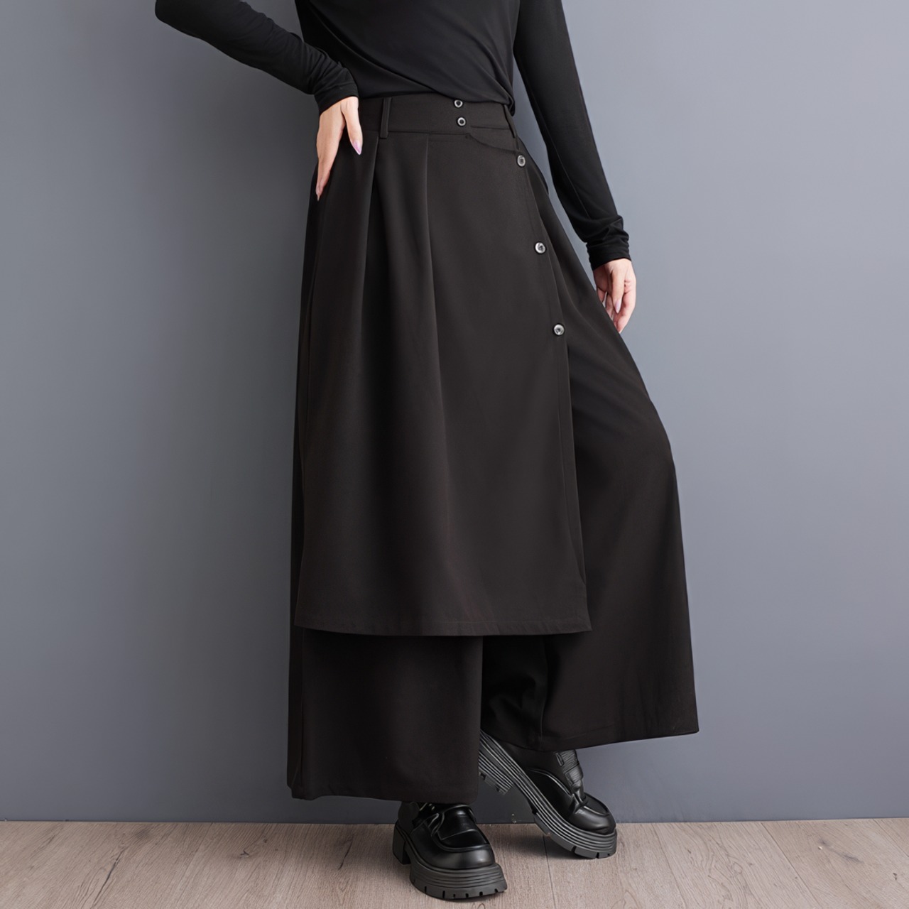 ラップ風 レイヤード ワイドパンツ  00258